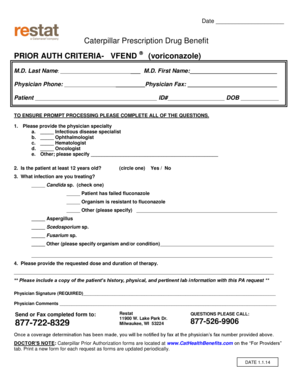 Caterpillar Prescription Drug Benefit Prior Authorization Form