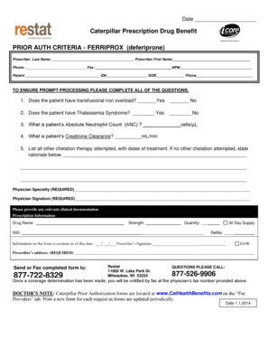 Caterpillar Prescription Drug Benefit Prior Authorization Form