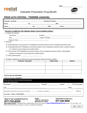 Caterpillar Prescription Drug Prior Authorization Form