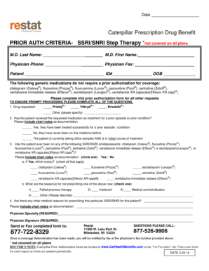 Caterpillar Prescription Drug Prior Authorization Form