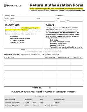 Return Authorization Form