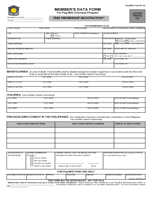Pag-IBIG Fund M1-4a Member's Data Form