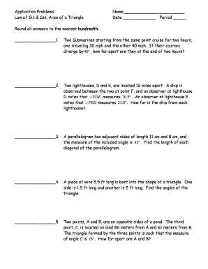 Law of Sin & Cos Application Problems