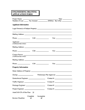 Engineering Drawing Application Form
