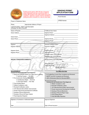 Grading Permit Application Form