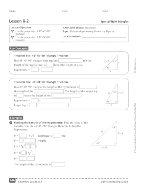 Special Right Triangles Worksheet