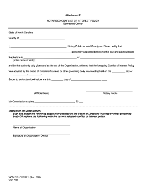 Notarized Conflict of Interest Policy