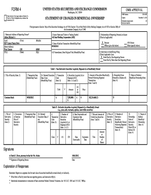 Form 4 Statement of Changes in Beneficial Ownership