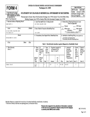Form 4 Statement of Changes in Beneficial Ownership