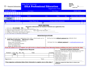 Boise State University Registration Form