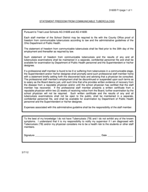 Statement of Freedom from Communicable Tuberculosis