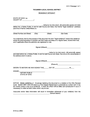 Ohio Residency Affidavit