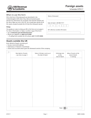 UK Inheritance Tax Form IHT417