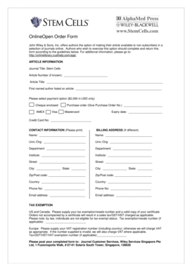 OnlineOpen Order Form