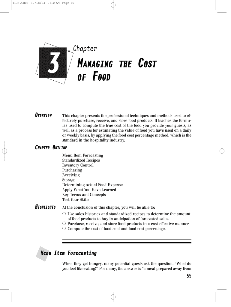 MANAGING THE COST OF FOOD - Wiley Preview on Page 1
