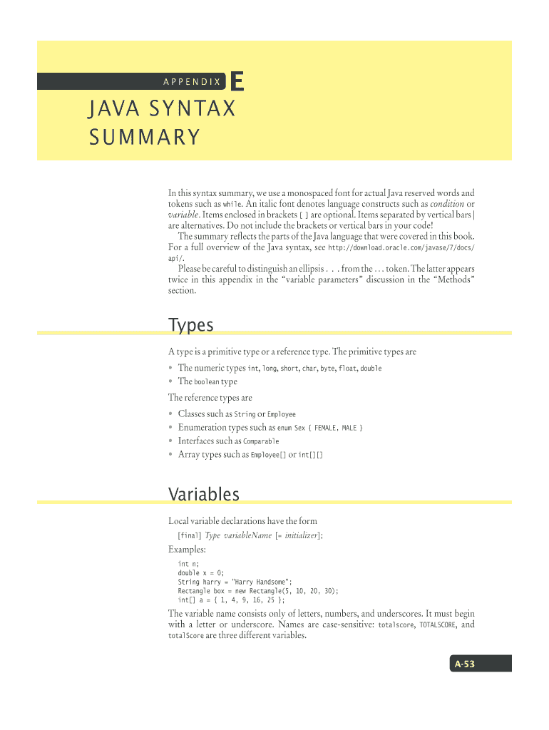 J ava S y n tax Preview on Page 1