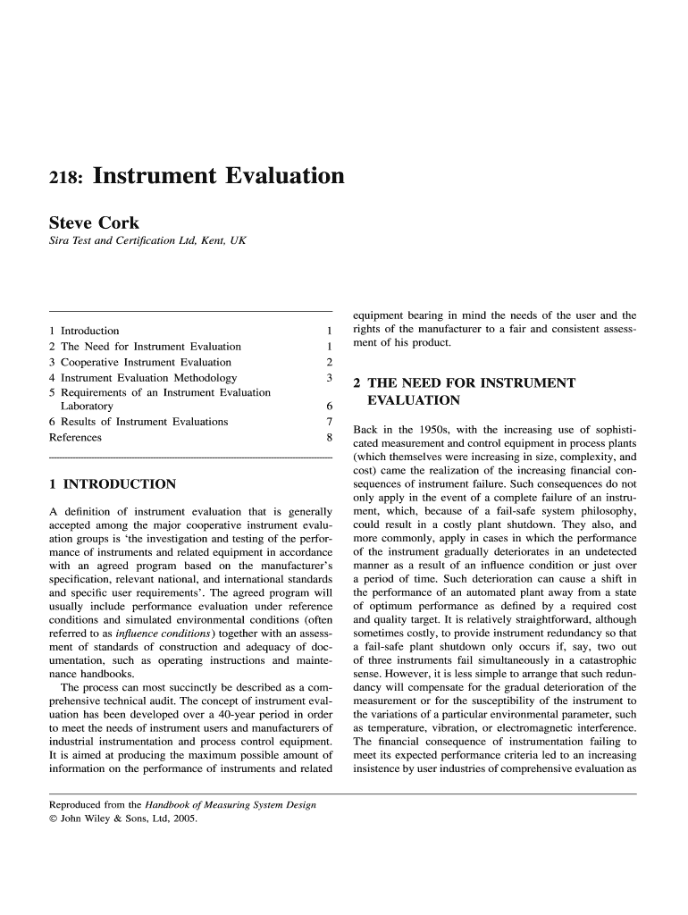 Instrument Evaluation Preview on Page 1