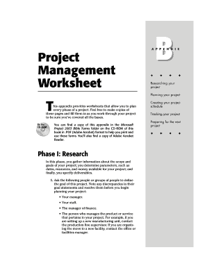 Project Management Worksheet