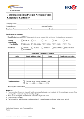 Termination Email/Login Account Form