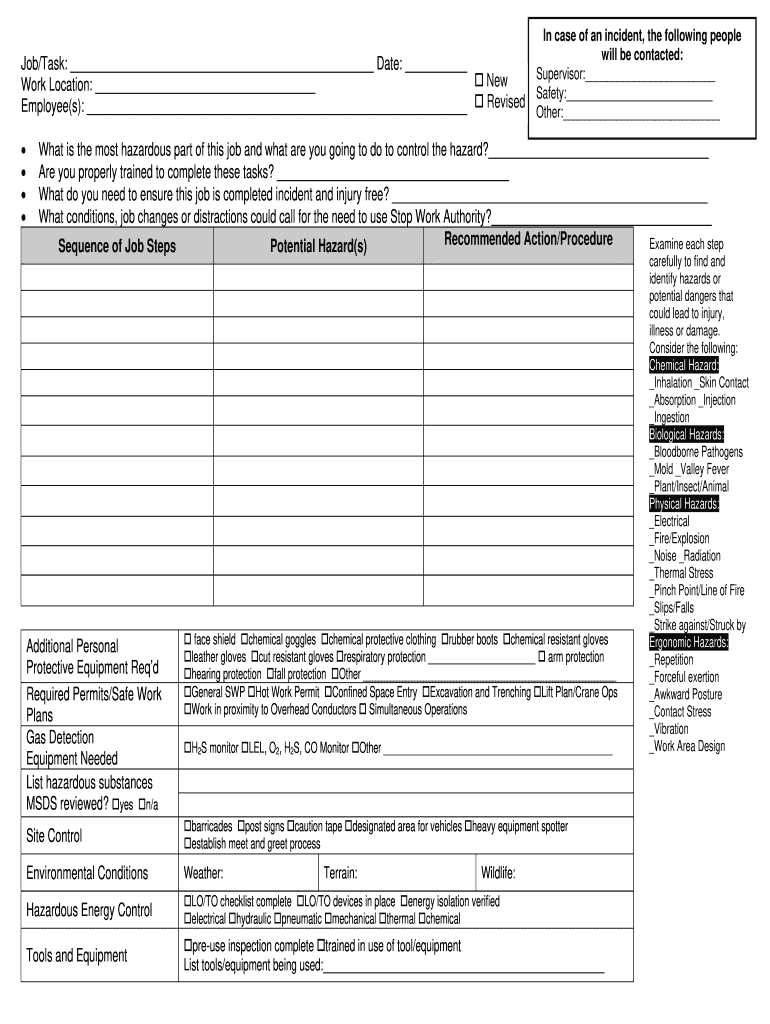 Job Hazard Analysis Template Fill Out Sign Online DocHub