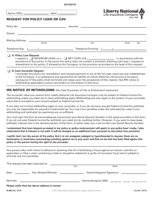 Policy Loan or Cash Surrender Request