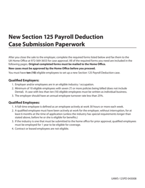 Section 125 Payroll Deduction Case Submission