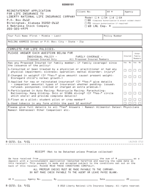 Reinstatement Application for Life Insurance