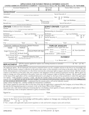 Application for Flexible Premium Deferred Annuity