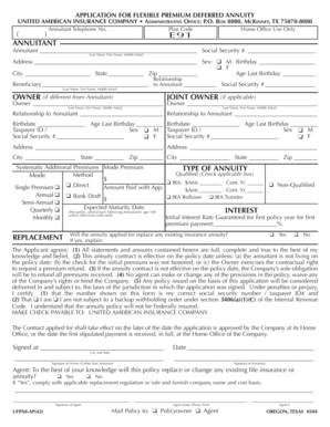 Application for Flexible Premium Deferred Annuity