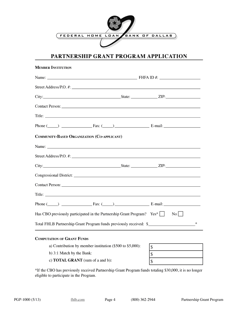 Partnership Grant Program Application Preview on Page 1
