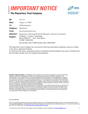 Royal DSM N.V. Dividend Tax Relief Form