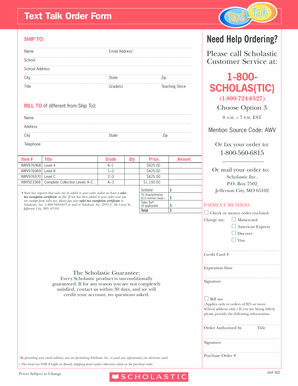 Scholastic Order Form