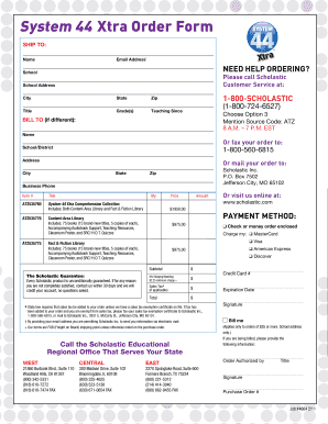 System 44 Xtra Order Form