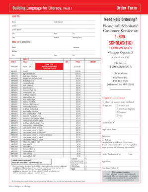 Building Language for Literacy Order Form