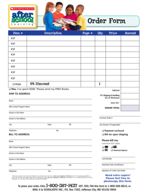 Scholastic Order Form