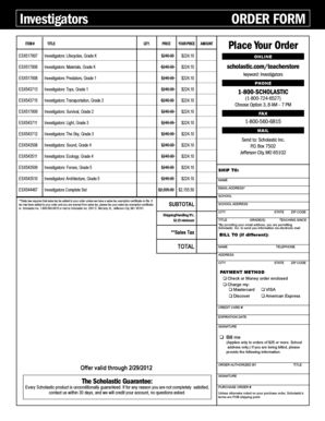 Scholastic Investigators Order Form