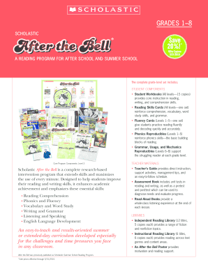 Scholastic After the Bell Order Form