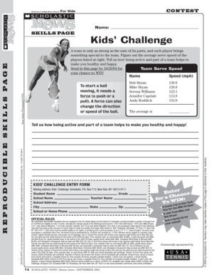 Kids' Challenge Entry Form