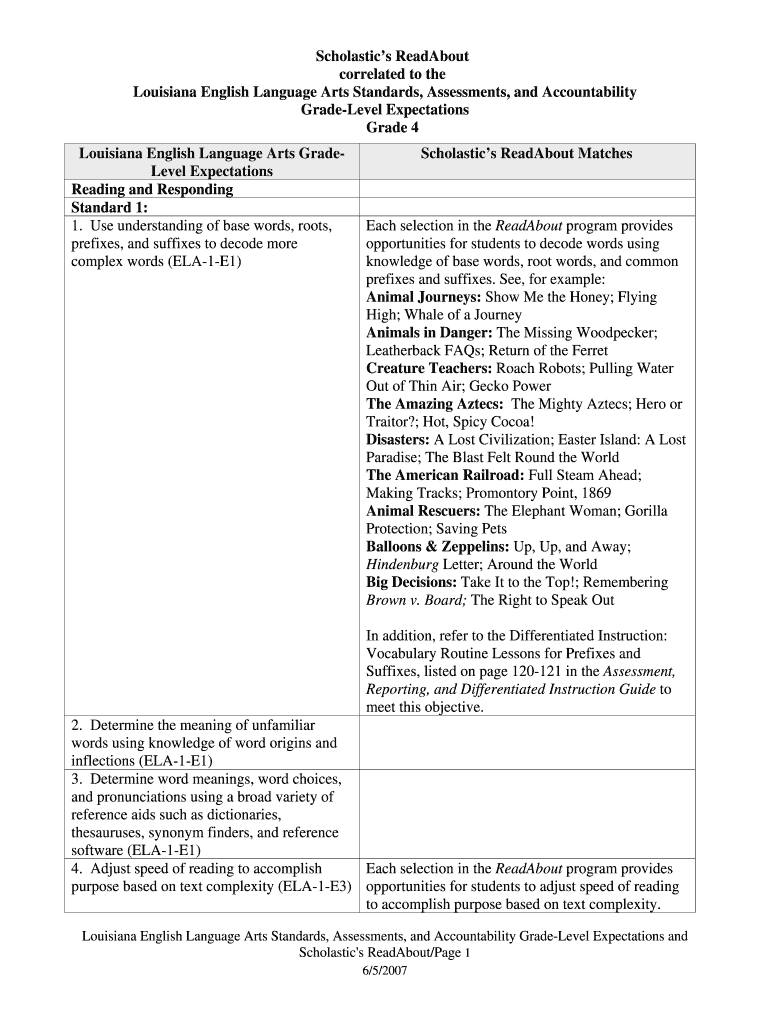 Louisiana English Language Arts Standards, Assessments, and Accountability Preview on Page 1