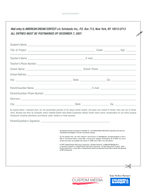 American Dream Contest Entry Form