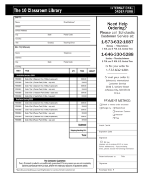 Classroom Library International Order Form