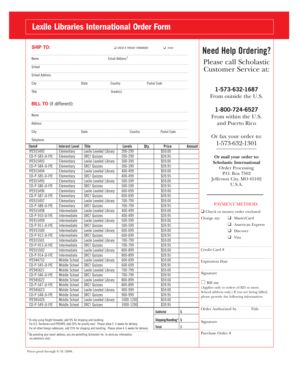 Lexile Libraries International Order Form