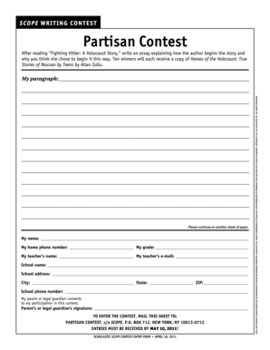 Scope Writing Contest Entry Form