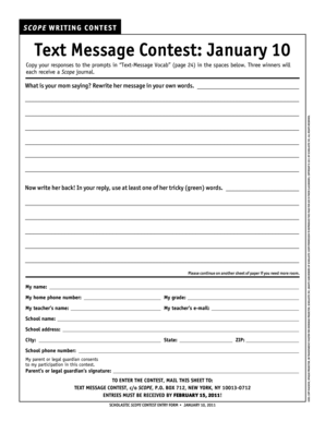 Scope Writing Contest Entry Form