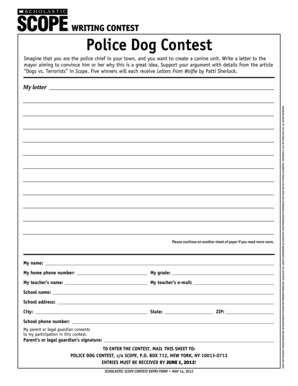 Police Dog Contest Entry Form