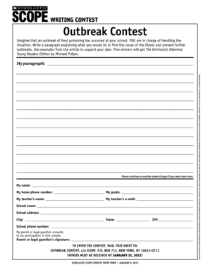 Outbreak Contest Entry Form