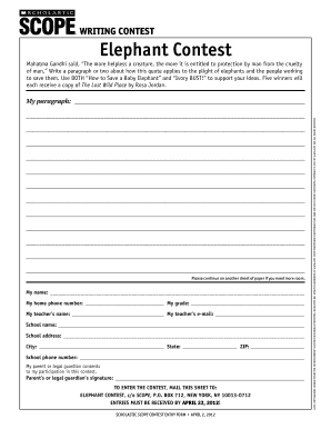 Elephant Contest Entry Form