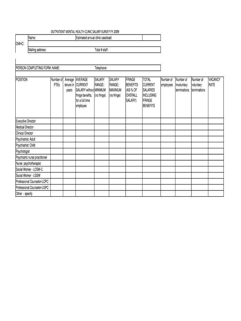 Outpatient mental health clinic salary survey fy 2009 - ValueOptions Preview on Page 1
