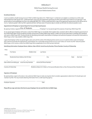 Wells Fargo HSA Account Authorization Form