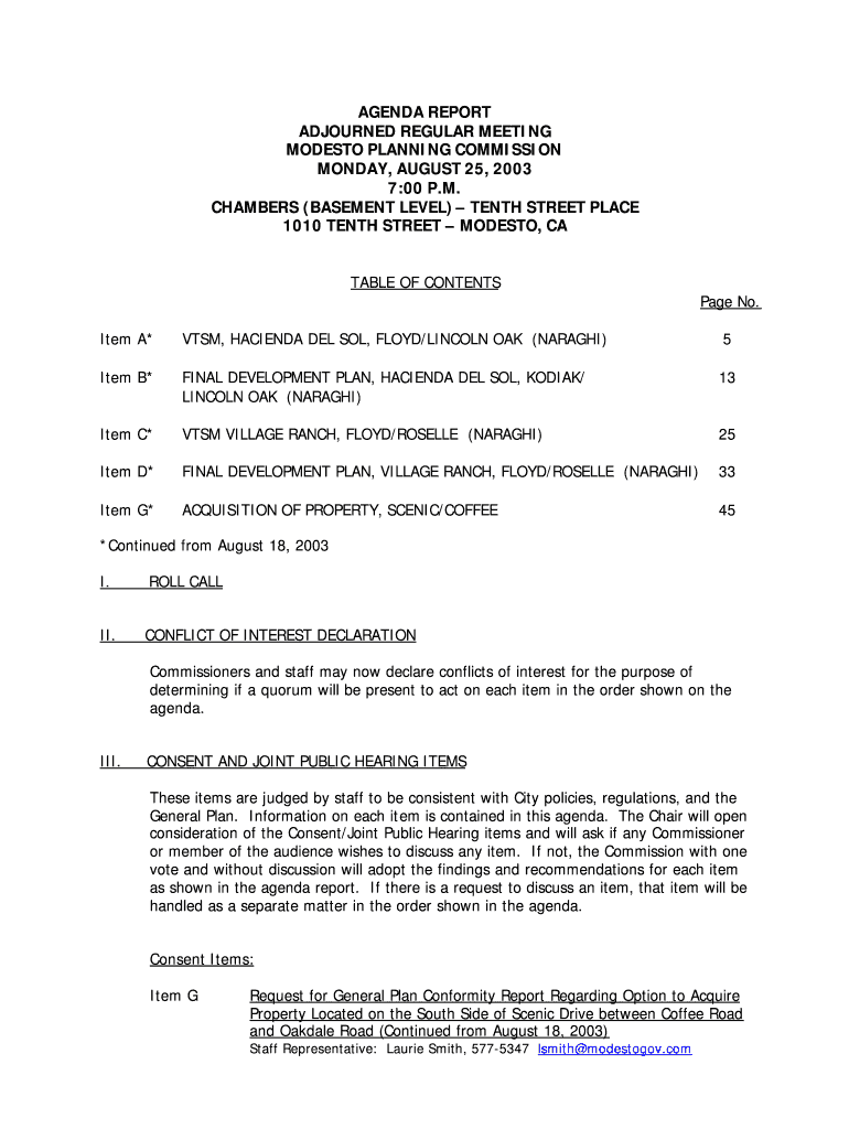 Item A* VTSM, HACIENDA DEL SOL, FLOYD LINCOLN OAK (NARAGHI) 5 Item B* FINAL DEVELOPMENT PLAN, HACIEN Preview on Page 1